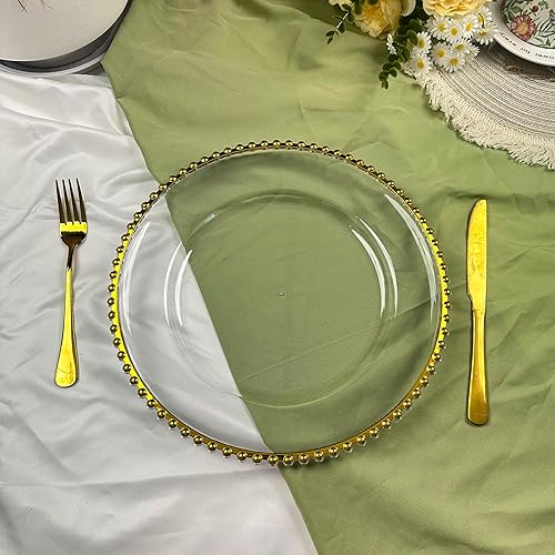 Miniatura 2 de Juego de 10 platos de acrílico transparente de 13 pulgadas, elegantes platos decorativos para bodas, fiestas de vacaciones, reuniones familiares y