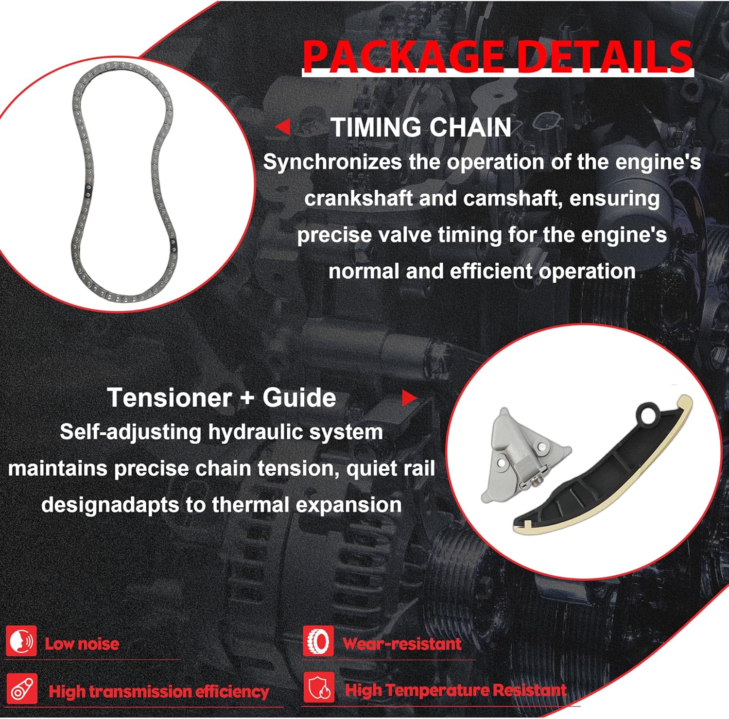 Engine Cylinder Gasket Set Timing Chain Kit W/Piston Connection Rod Crankshaft Bearing Set For Jaguar Land Rover E-Pace XE XF Range Rover Velar 2.0L L4 2018-2023 H4P36584AB