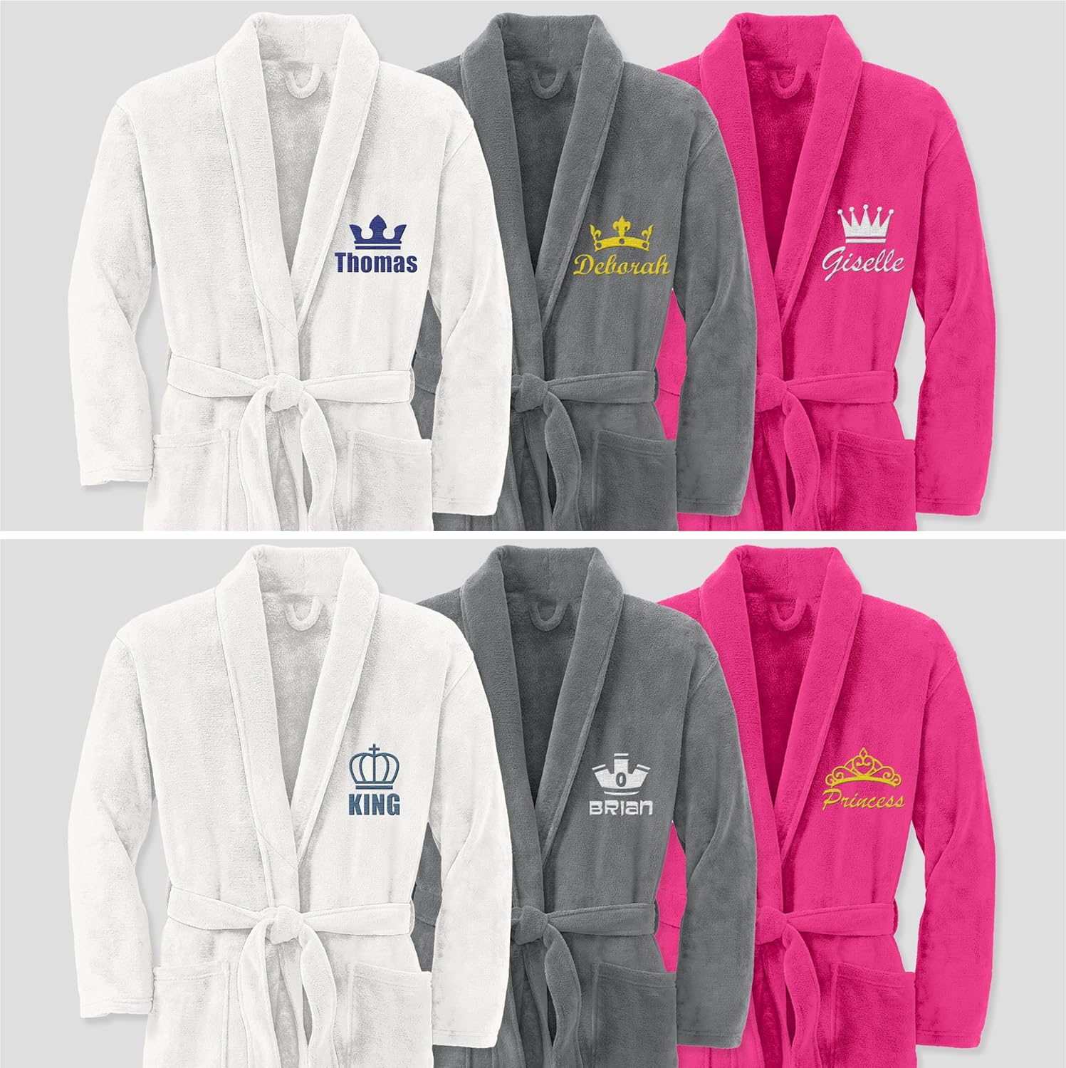 TEEAMORE Personalized Embroidered Robes Custom Monogrammed Plush Microfleece Bathrobes - Image 5