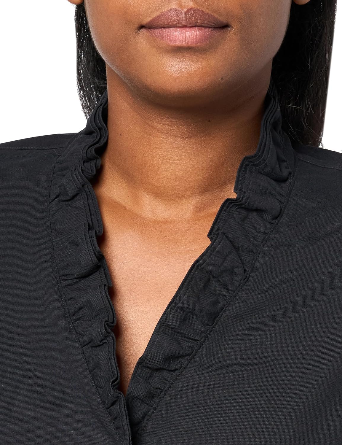 Brooks Brothers Womens Fitted Long Sleeve Non-Iron Stretch Ruffle Neck Blouse - Image 3