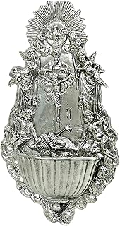holy water font fountain lourdes stoup vatican container catholics made in Italy CAVAGNINI Pewter Silver