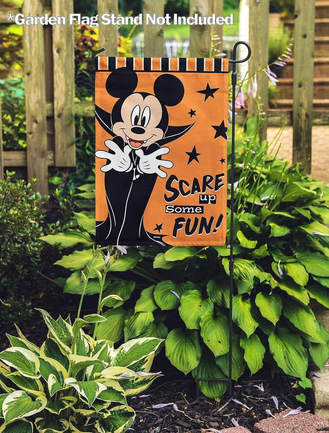 Flagology, Disney Scare Up Some Fun Mickey – Garden Flag 12" x 18", Outdoor Flag, Exclusive Premium Fabric, Officially Licensed Disney, Halloween