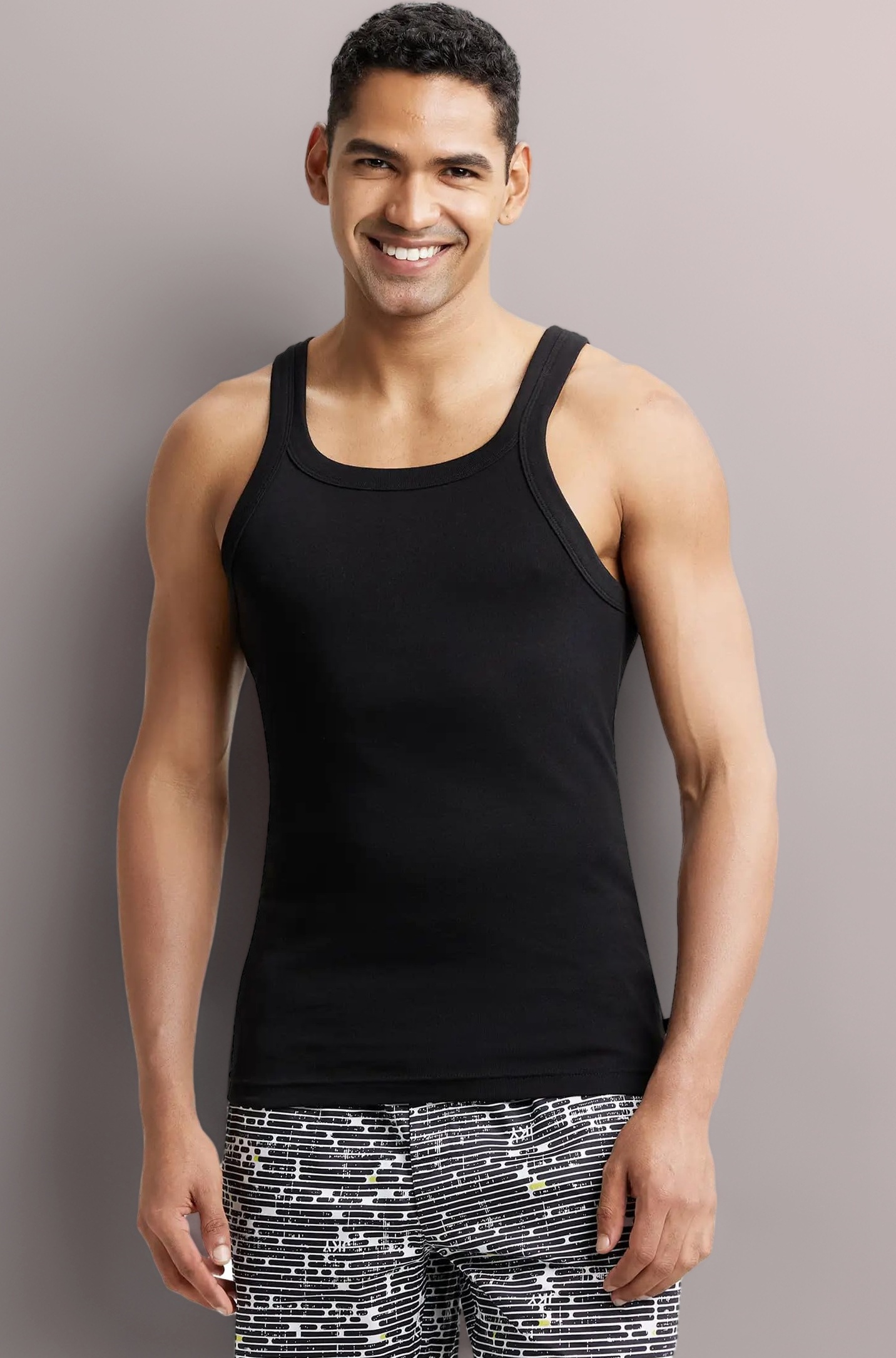 US26 Men's Super Combed Cotton Rib Square Neckline Gym Vest