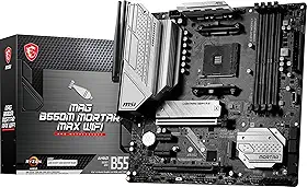 MSI Placa-mãe para jogos MAG B550M Mortar MAX WiFi (AMD AM4, DDR4, PCIe 4.0, SATA 6Gb/s, M.2, USB 3.2 Gen 2, HDMI/DP, Micro ATX, Wi-Fi 6E, AMD Ryzen 5000 Series)