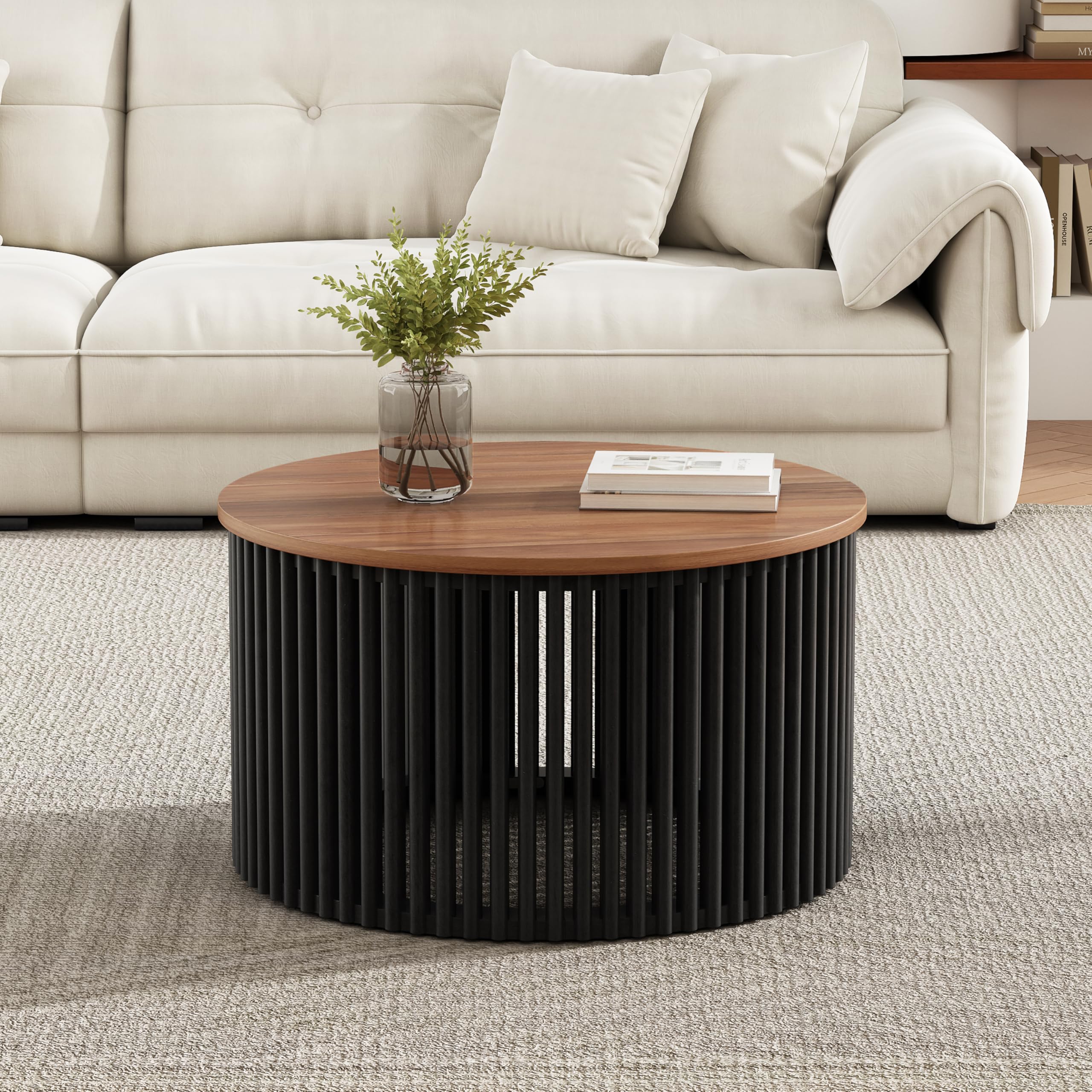 Amazon.com: Merax Round Acacia Wood Coffee Tables for Living Room