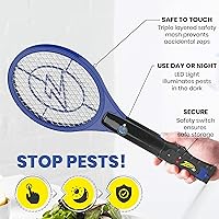 Vista 2 de Zap It Bug Zapper - Raqueta mata mosquitos recargable de 4000 voltios, cable de carga USB