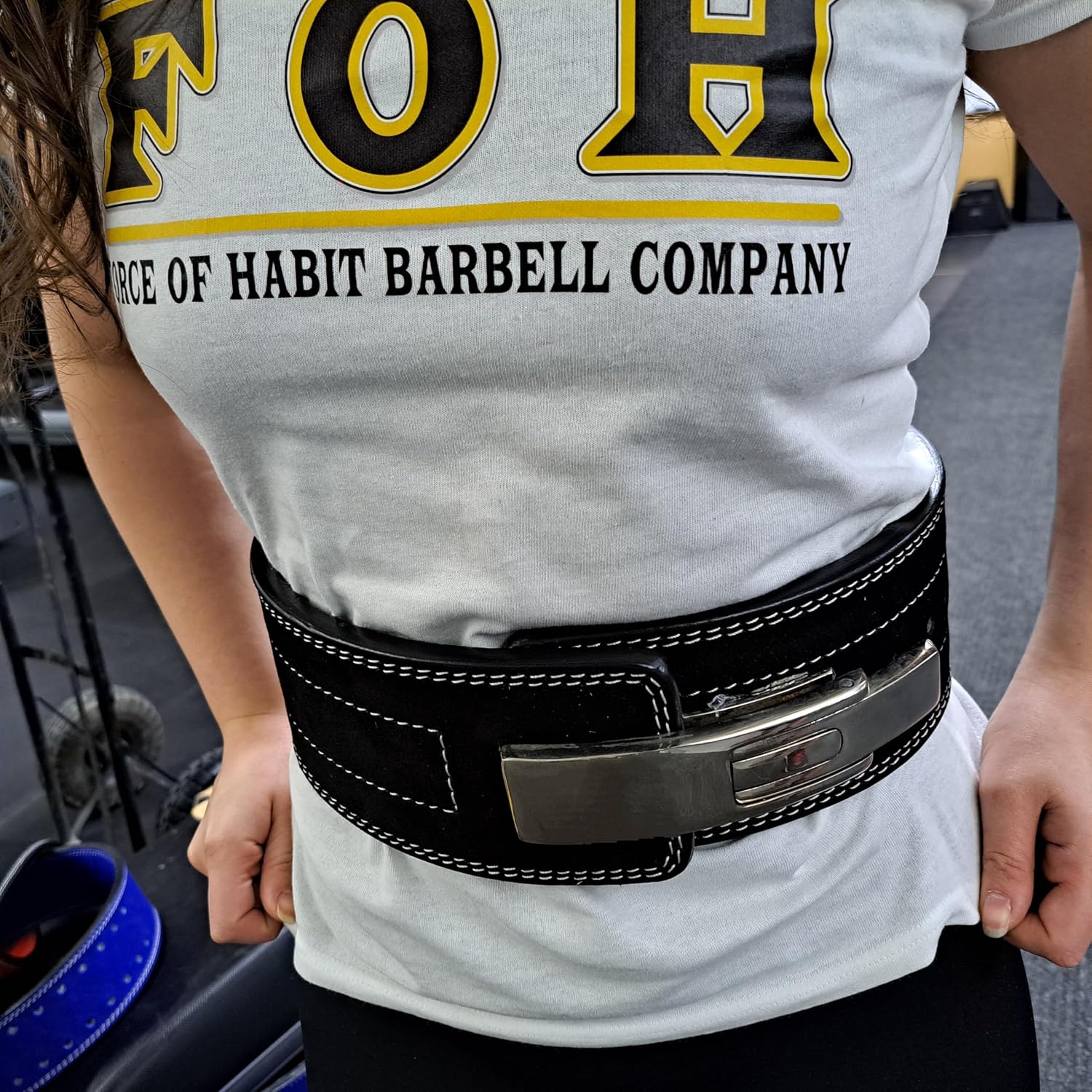 10MM Powerlifting Lever Belt, Suede Leather, 4" Wide, Quick Release Chrome Buckle, Black, for Bodybuilding, Weightlifting, Strongman