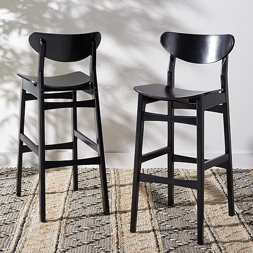 SAFAVIEH Home Collection Thaxton Mid-Century Farmhouse - Juego de 2 taburetes de bar (30 pulgadas), color negro