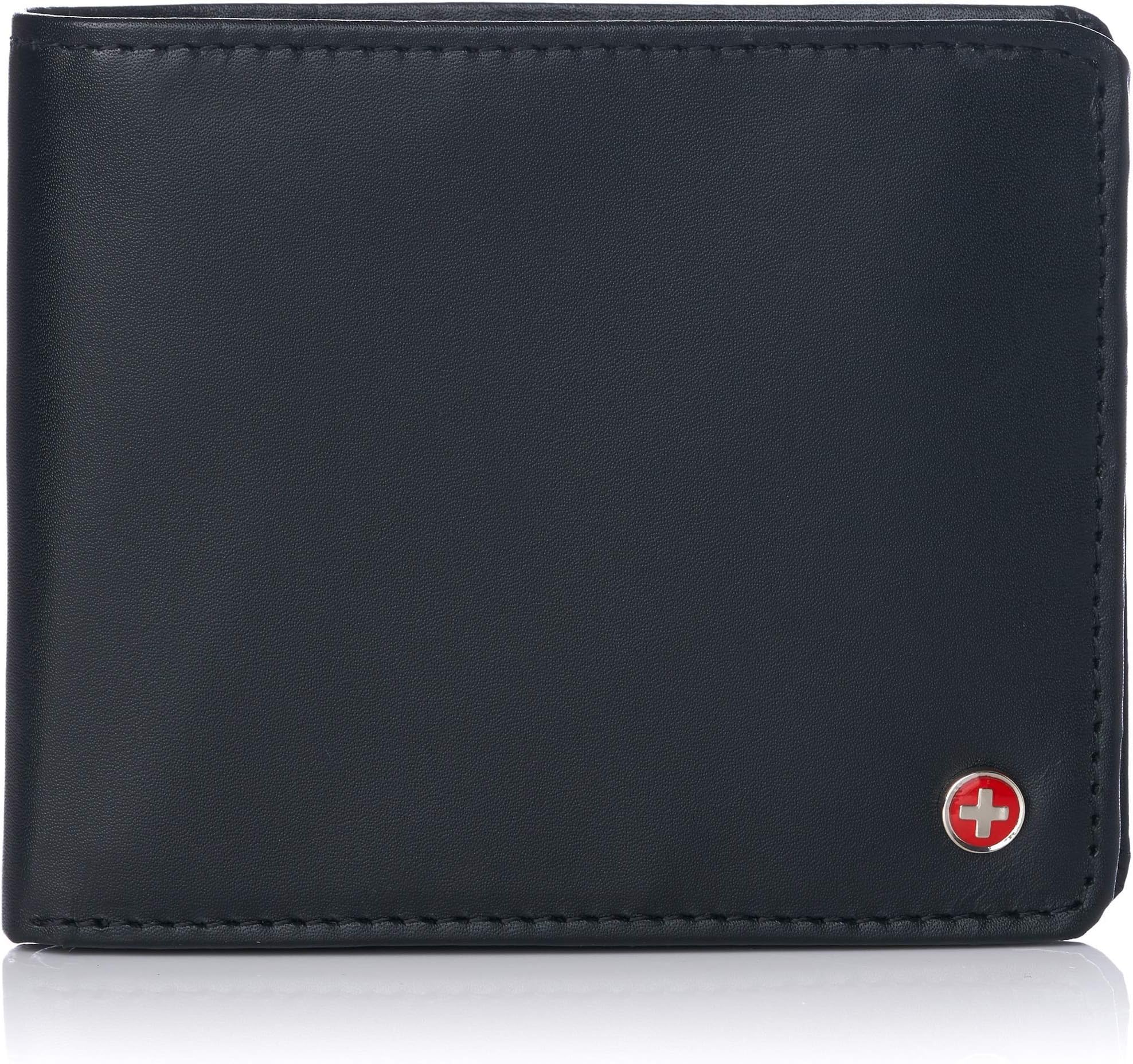 RFID Luka Men's Flip ID Wallet Deluxe Capacity ID Bifold With Divided Bill Section Camden Collection Smooth Finish Black Comes in a Gift Box