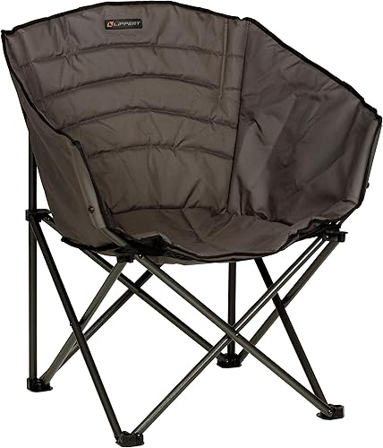 Lippert Campfire Barrel - Silla de barril gris oscuro, cómoda forma de barril, amortiguación de alto nivel, plegable, acero con recubrimiento en