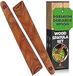 Wooden Spatula for Cooking – 12 Inch Teak Spatula Turner & Flipper for Cast Iron, Flat Egg & Pancake Scraper – Set of 2 Utensils by Woodenhouse