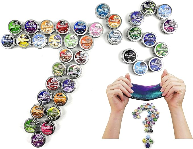 Matty"s Toy Stop Crazy Aaron"s Putty Mini Tins Lucky 7 Surprise Gift Set Party Bundle - 7 Pack (.47oz Each) Assorted Colors