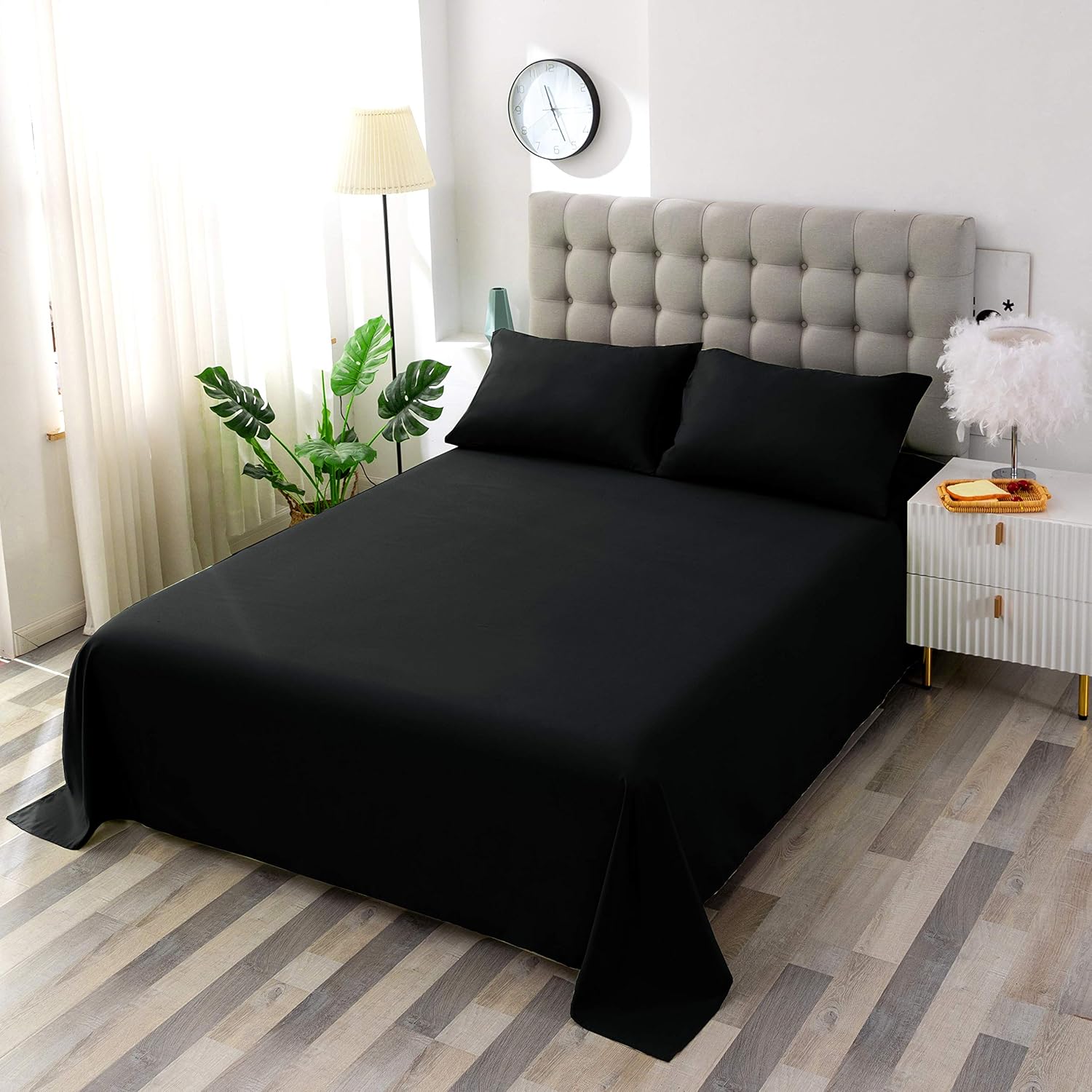 Toodou Premium, Hotel Quality,Wrinkle Stain Resistant Yellow Queen Flat Sheets Have Soft Silky Touch, Breathable and Fade Resistant,It's Most Comfortable and Luxurious Bed Top Sheet : Home & Kitchen