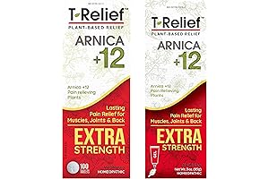 MediNatura T-Relief Bundle +12 Plant-Based Relief Tablets 100ct and Extra Strength Arnica Pain Relief Gel