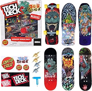 Godzilla Sk8shop Fingerboard Bonus Pack, Collectible and Customizable Mini Skateboards, Kids Toys for Ages 6 and up