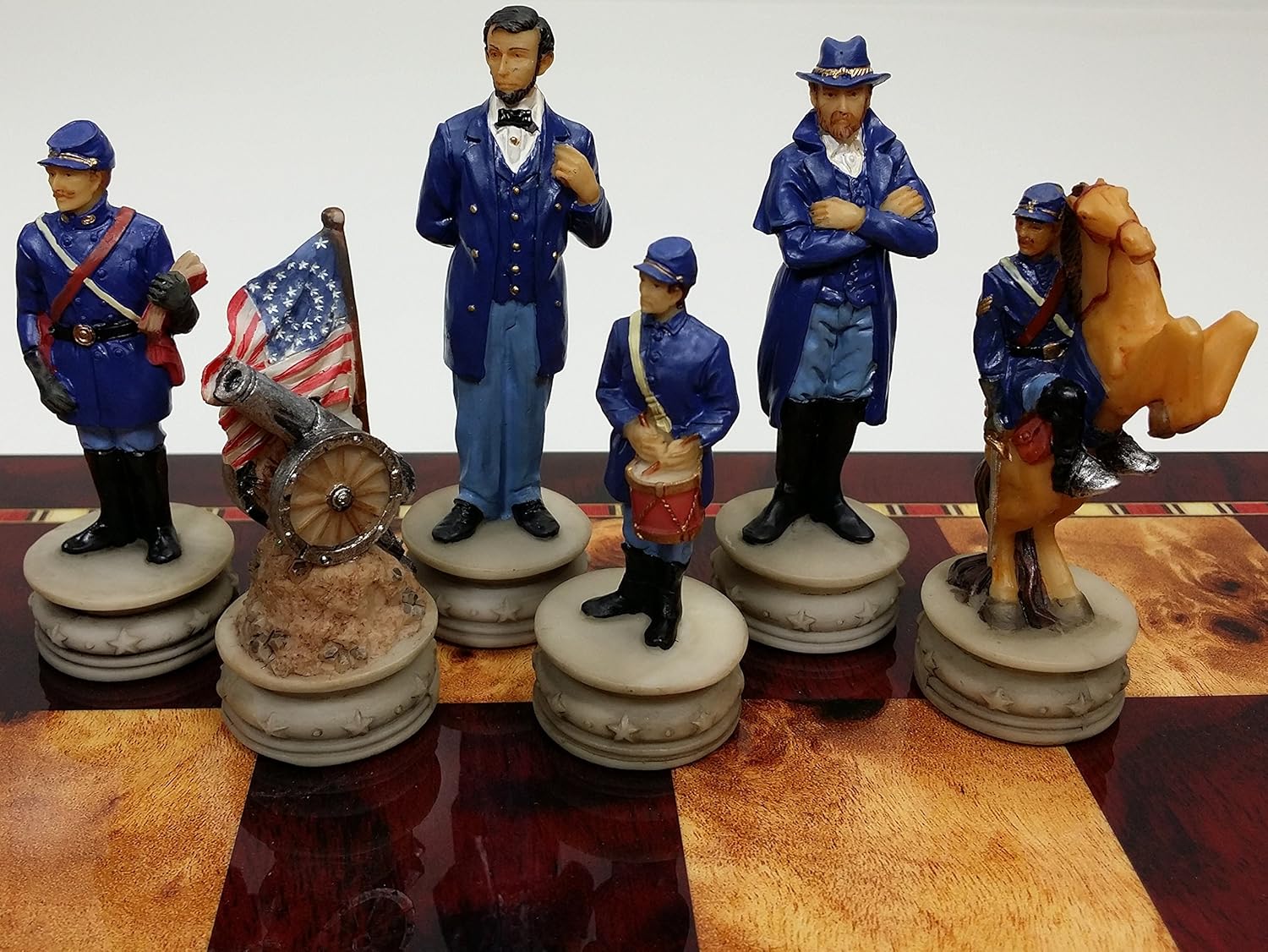 32 Piece Themed Set of Chess Men Pieces Civil War or American Revolution or WW2 - NO Board (American Civil War - General Queens)