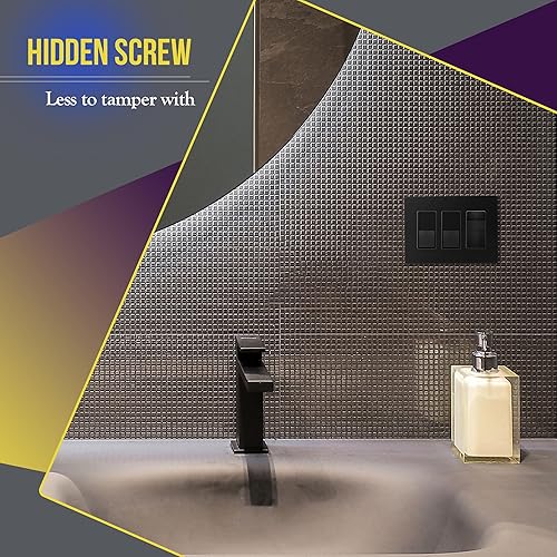 Miniatura 792 de ENERLITES SI8834-BK - Placa de pared decorativa sin tornillos, cubierta de enchufe segura, 4 entradas, 4.68 x 8.30 pulgadas (alto x largo), Negro