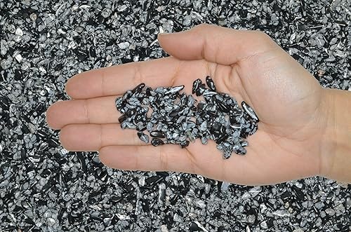 Miniatura 4 de Fantasia Materiales 1 libra de piedras de obsidiana de copo de nieve con tarjeta de identificación