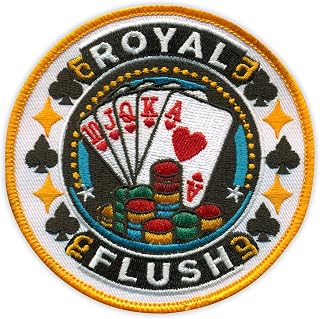 Poker - Royal Flush - Round Shape - Sew-on - Embroidered Patch/Badge/Emblem
