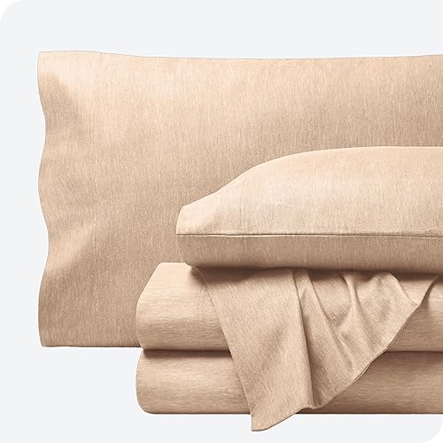 Bare Home Flannel Sheet Set Prints, 100% Cotton, Velvety Soft Heavyweight - Double Brushed Flannel for Extra Softness & Comfort - Deep Pocket - Bed Sheets (Queen, Heathered Oatmeal)