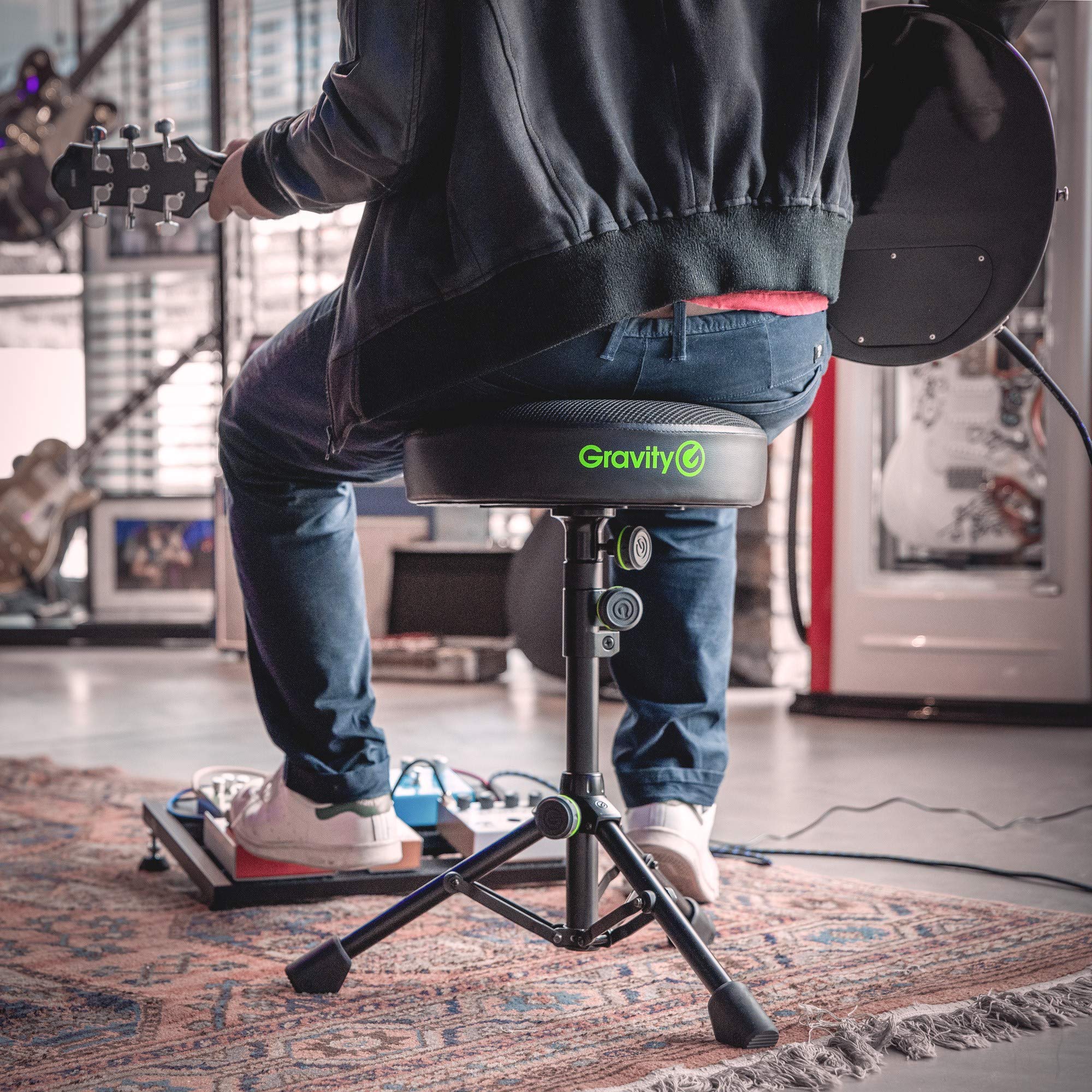 Gravity FD SEAT 1 - Sgabello rotondo per musicisti, pieghevole, regolabile in altezza