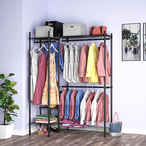 Miniatura 3 de Perchero de ropa resistente para colgar ropa, perchero de metal para ropa, estante de ropa independiente, estante de armario ajustable