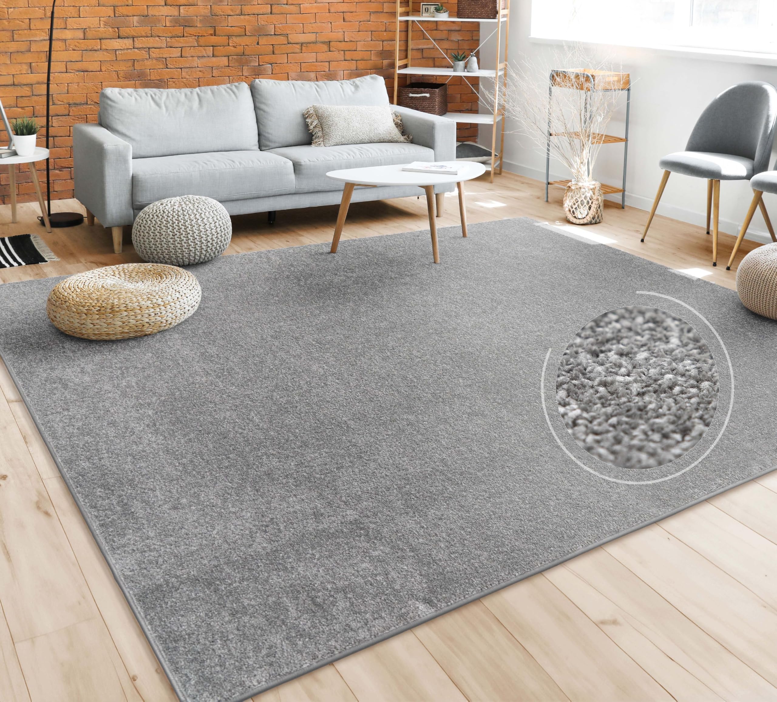 Paco Home Teppich Wohnzimmer Schlafzimmer Esszimmer Kurzflor Moderne Optik Einfarbig Pastell, Grösse:80x250 cm, Farbe:Anthrazit