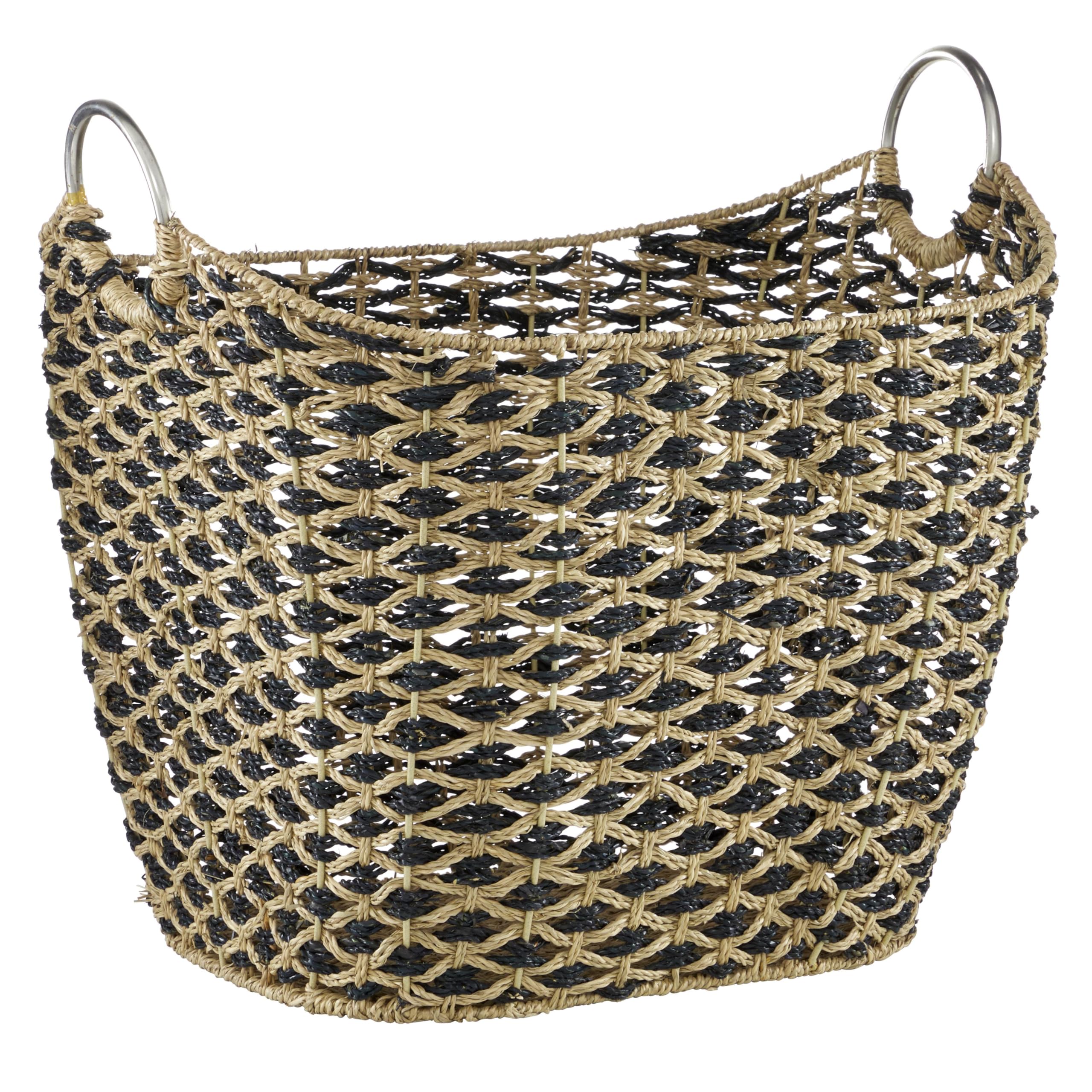 Seagrass Handmade Basket Organizer with Handles, 21" x 18" x 18", Brown