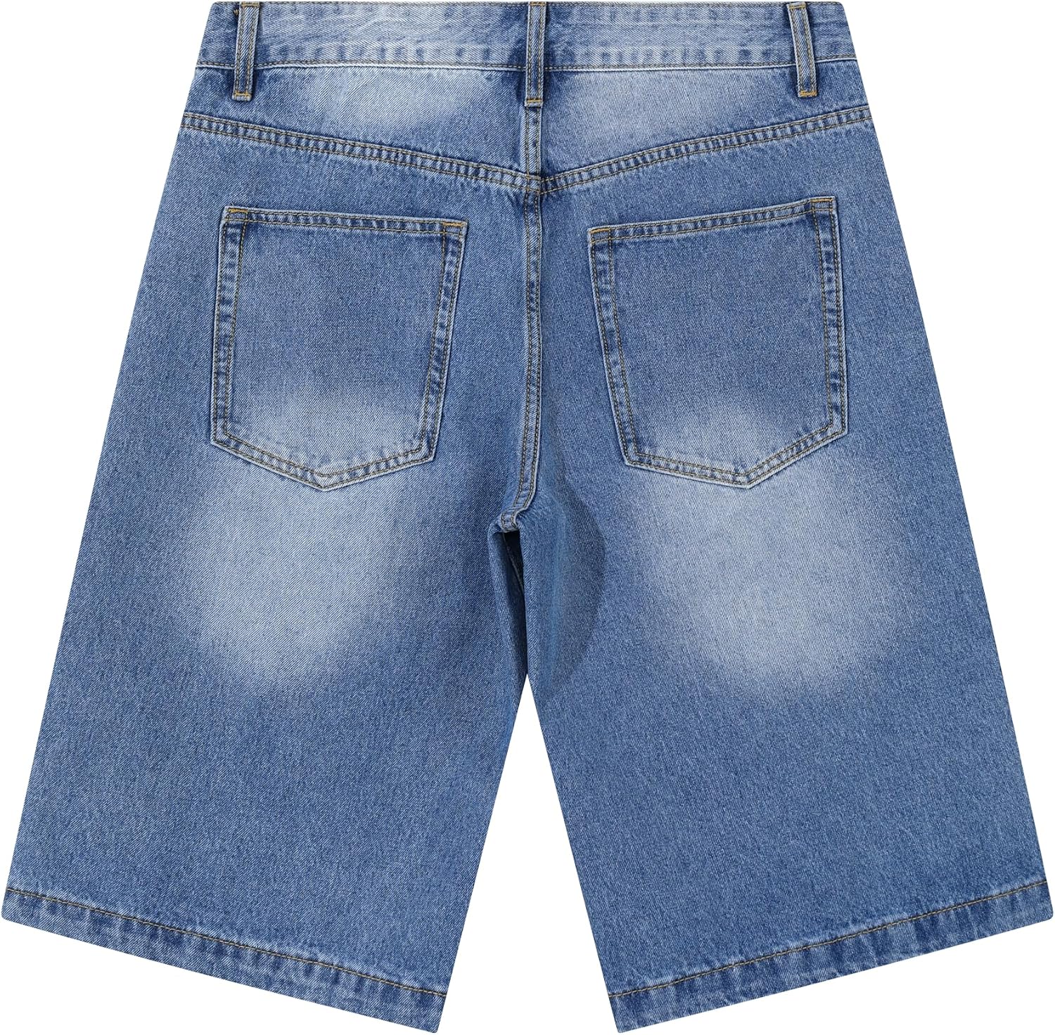 MZNBURAM Men's Loose Fit Baggy Denim Shorts - Below Knee Long Jorts, Casual 5-Pocket Jean Shorts for Everyday Daily Work Wear