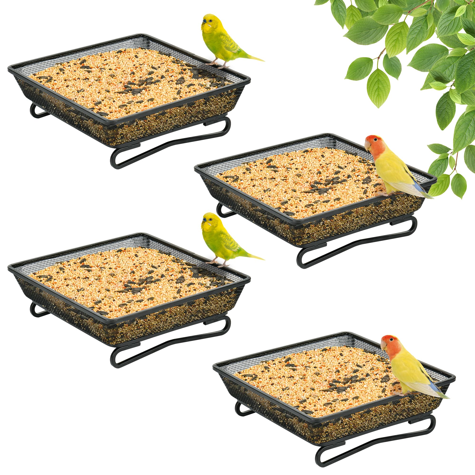 TREEHAC 4-Pack Metal Ground Feeder Tray