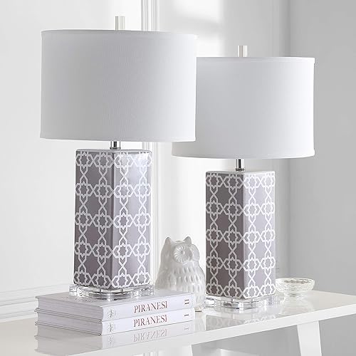 Miniatura 6 de SAFAVIEH Lighting Collection Quatrefoil - Juego de 2 lámparas de mesa modernas y contemporáneas de 27 pulgadas para dormitorio, sala de estar,