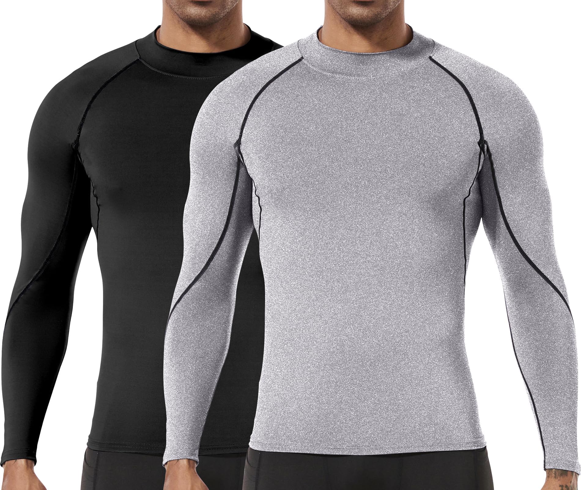 HolureMen's 2, 3 or 5 Pack Compression Shirts Long Sleeve Running Top Quick Dry Base Layer Tops for Gym Sports Workout