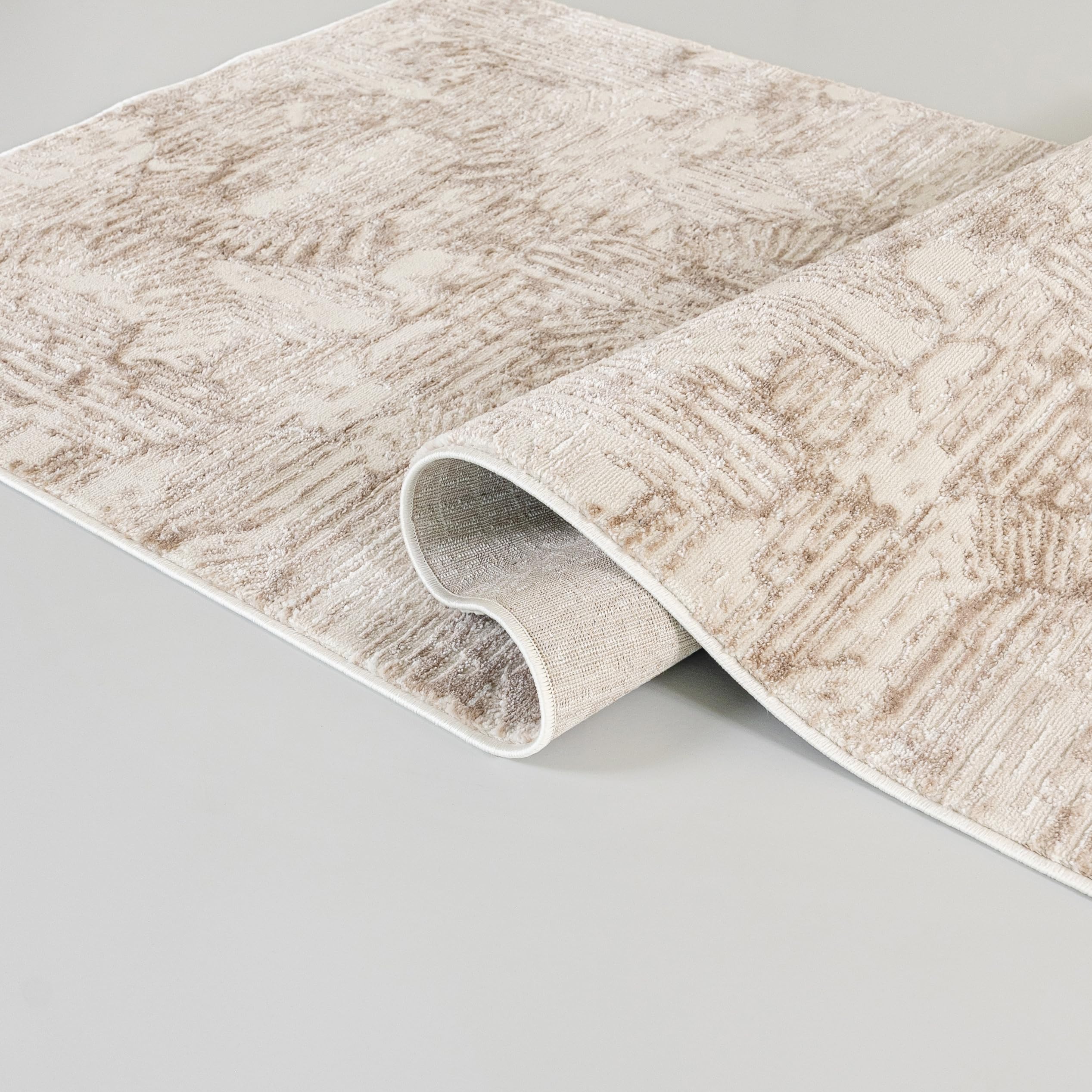 Mazovia Tappeto Passatoia Corridoio 100x250cm Crema Bianco Geometrico