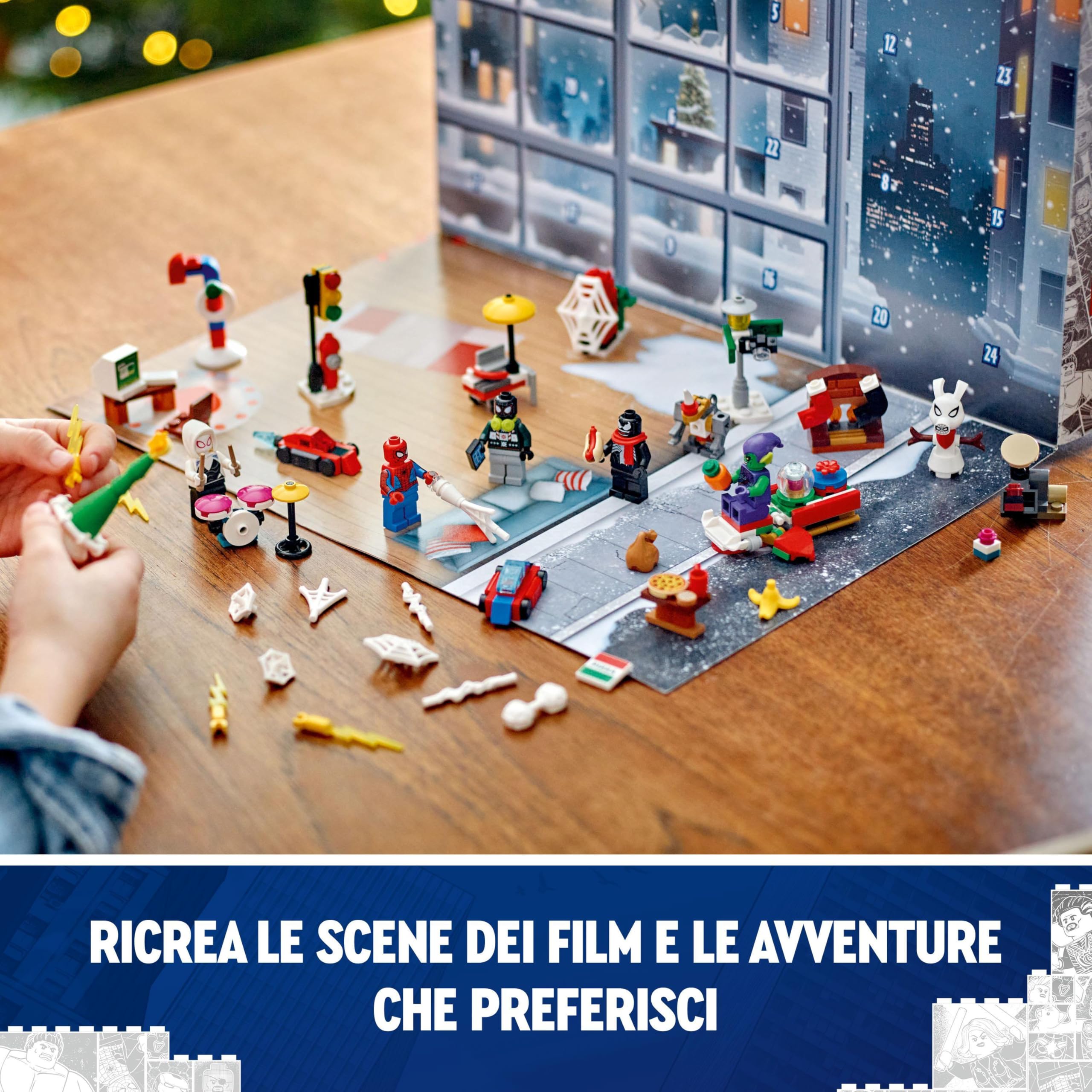 LEGO Marvel Calendario dell’Avvento 2024 Spider-Man, Giocattolo con Minifigure dei Supereroi e Modellini da Costruire, Gioco di Ruolo per Bambini e Bambine da 7 Anni in su, Idea Regalo di Natale 76293