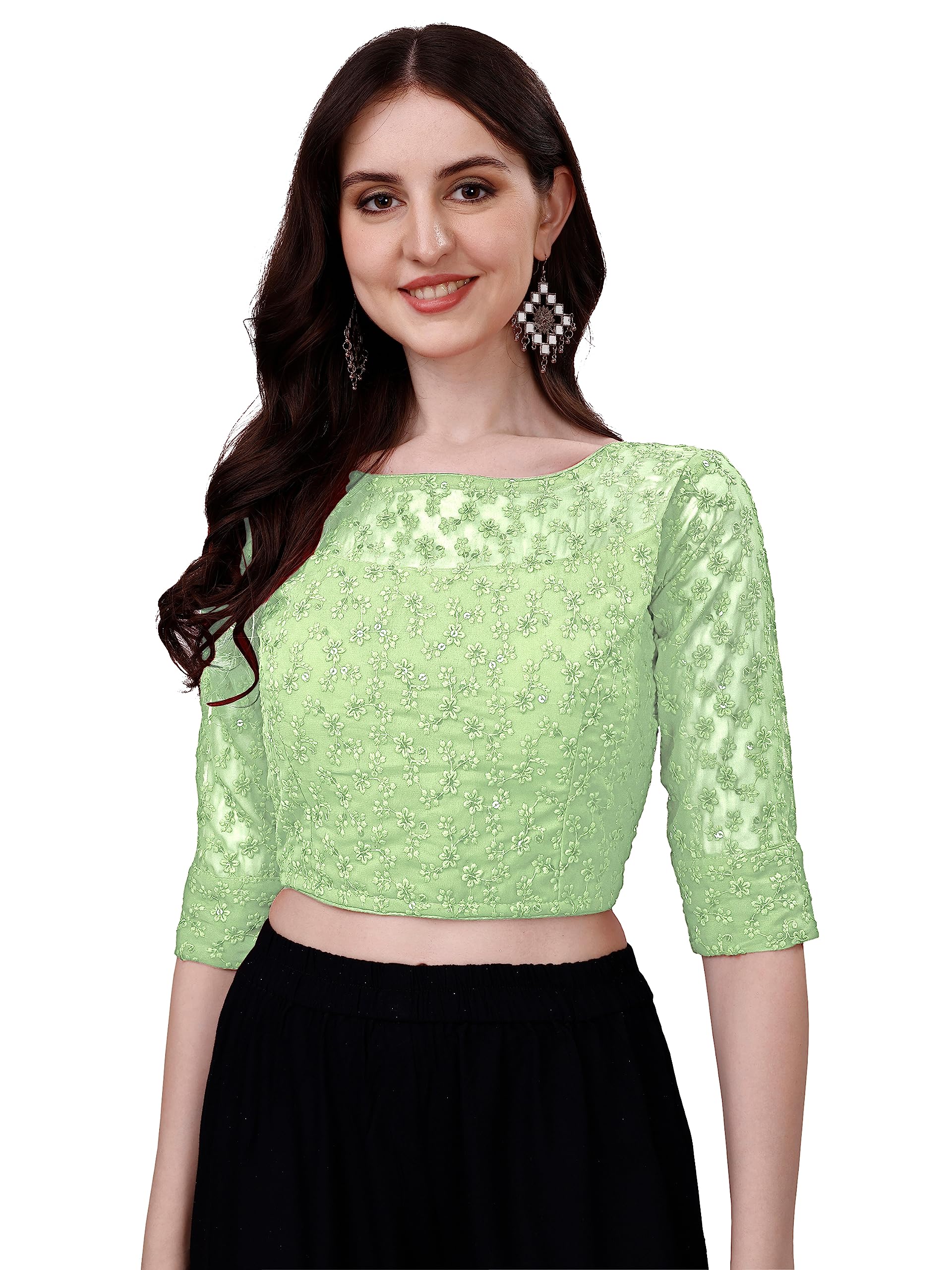 Pujia Mills Blouse For Women Blouse Readymade Stylish Design Blouses For Women Readymade Blouse For Women Stylish Fancy Blouse Stitched Blouse For Women Saree Blouse Pista Colour Blouse Readymade