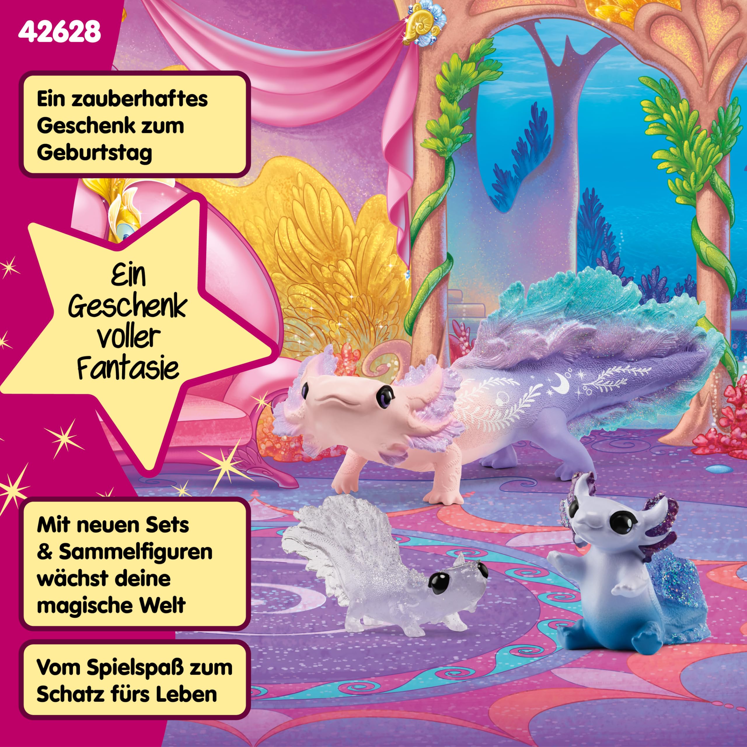 schleich BAYALA | Axolotl Mama und Babys 42628 | detailgetreue Figuren | tolles Geschenk für Mädchen und Jungen | wunderschöne Sammelfiguren | Spielfigur ab 5 Jahren | Set aus 3 Teilen