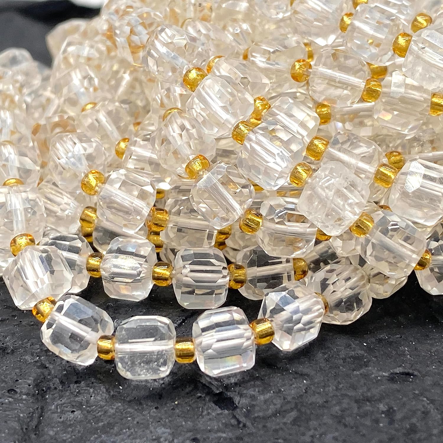 ABCGEMS Madagascan Crystal Quartz Beads (A Revolutionary Cutting Technique Brings a More Dynamic Look to a Traditional Cube) Crystal Chakra Energy Stone Diamond-Cut 3D Magical-Cube 8mm