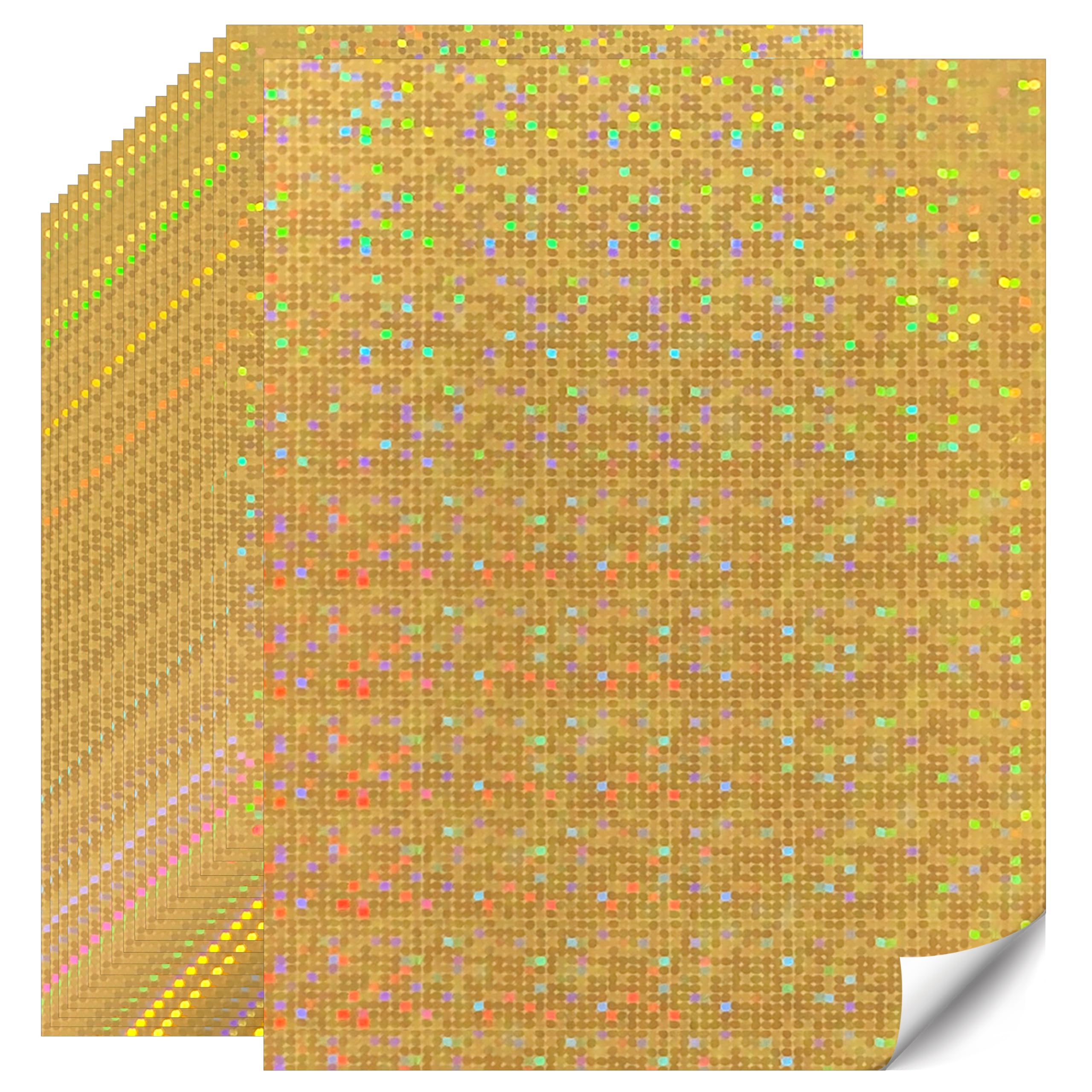 Erilano Holographic Gold Cardstock Paper 20 Sheets, 8.5x11 Inch Premium 92lb/250GSM Glitter Iridescent Mirror Paper for Invitations, DIY Crafts,