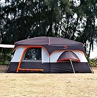 Vista 10 de KTT Extra Large Tent 12 Person,Family Cabin Tents,2 Bay-Windows,2 Rooms and 3 Doors 3 Windows with Mesh,Waterproof,Straight Wall,Double Layer,Big