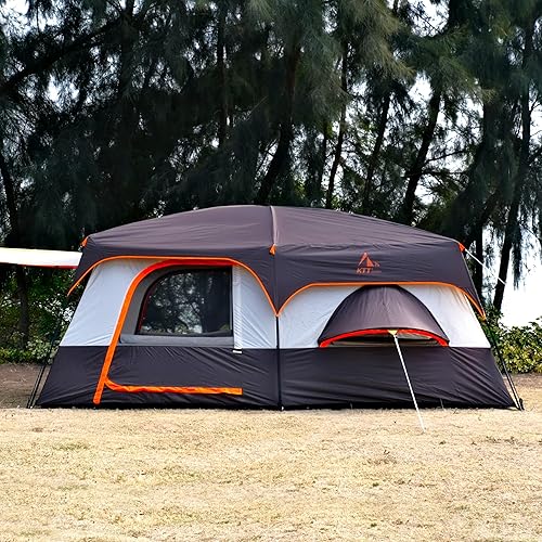 Miniatura 10 de KTT Extra Large Tent 12 Person,Family Cabin Tents,2 Bay-Windows,2 Rooms and 3 Doors 3 Windows with Mesh,Waterproof,Straight Wall,Double Layer,Big