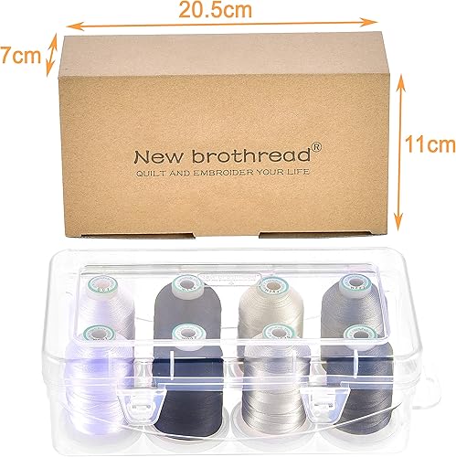 Miniatura 2 de New brothread - 20 opciones - 8 carretes a presión de 3,280.8 ft cada hilo de poliéster para máquina de bordar con caja de almacenamiento de