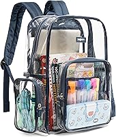 Vista 9 de J.CARP Mochila Transparente Resistente de Alta Capacidad, Bolsa Duradera y Transparente