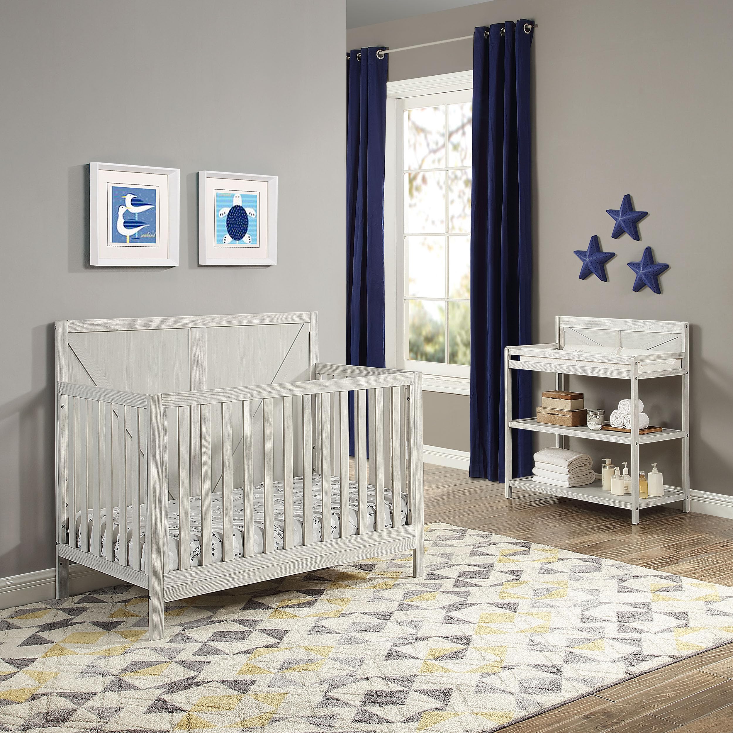 Suite Bebe Barnside 4-in-1 Convertible Baby Crib in Washed Gray