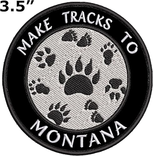 Miniatura 10 de Make Tracks to Montana - Parches decorativos bordados de 3.5 pulgadas, para planchar o coser, recuerdos de vacaciones, viajes, aventura, tema
