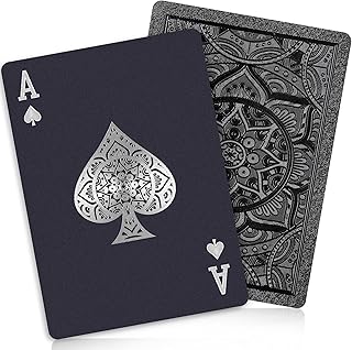 Spielkarten Plastik-Spielkarten wasserfeste Pokerkarten schwarze Standard-Spielkarten für Erwachsene coole Premium Pokerkartenset als Geschenk ideal für Camping Strand Poolpartys und Tischspiele (1)