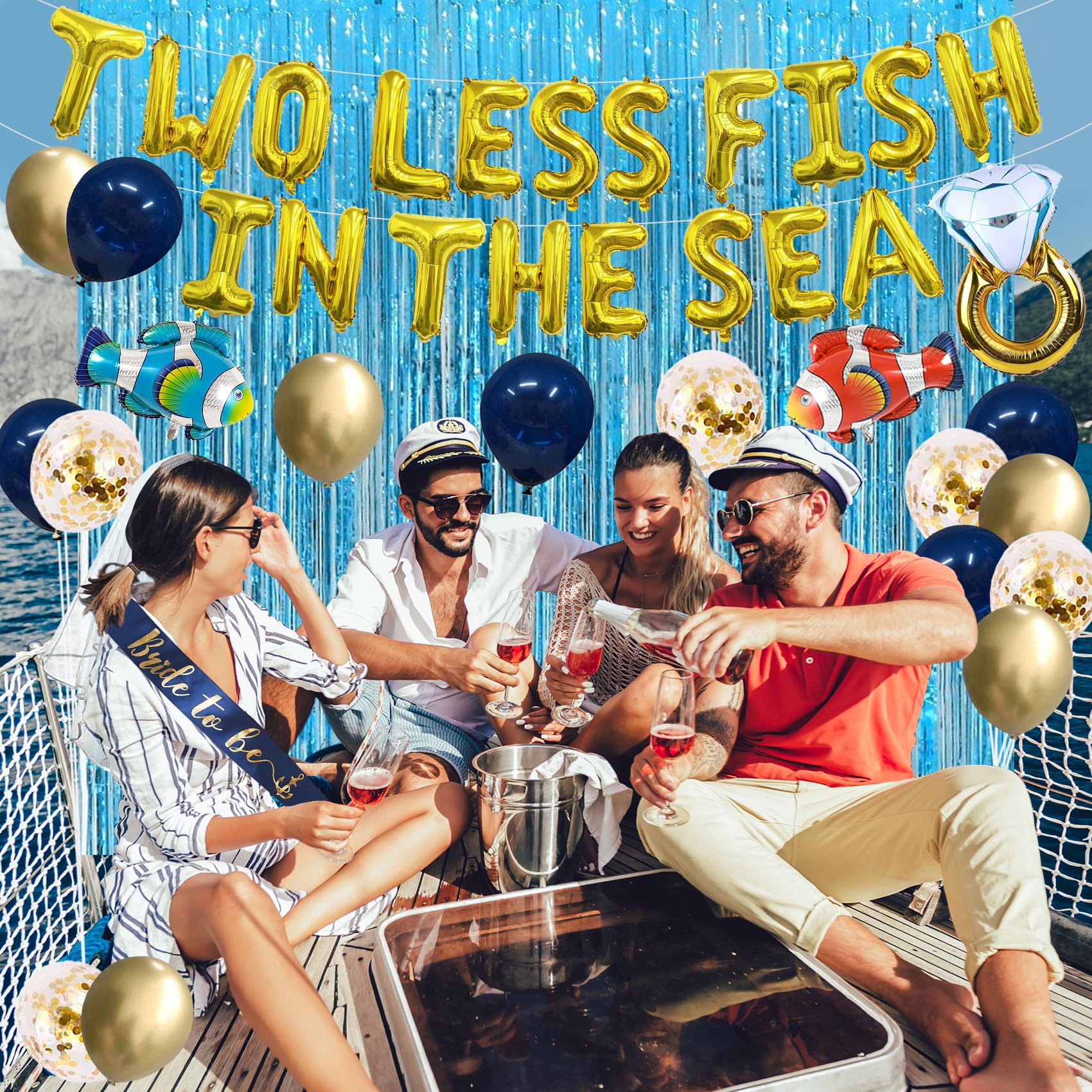 Two Less Fish In The Sea Nautical Bachelorette Party Decorations Favors Beach Wedding Banner Nautical Bridal Shower Decorations Bachelor Party Decorations Cruise Engagement Decorations Just Married