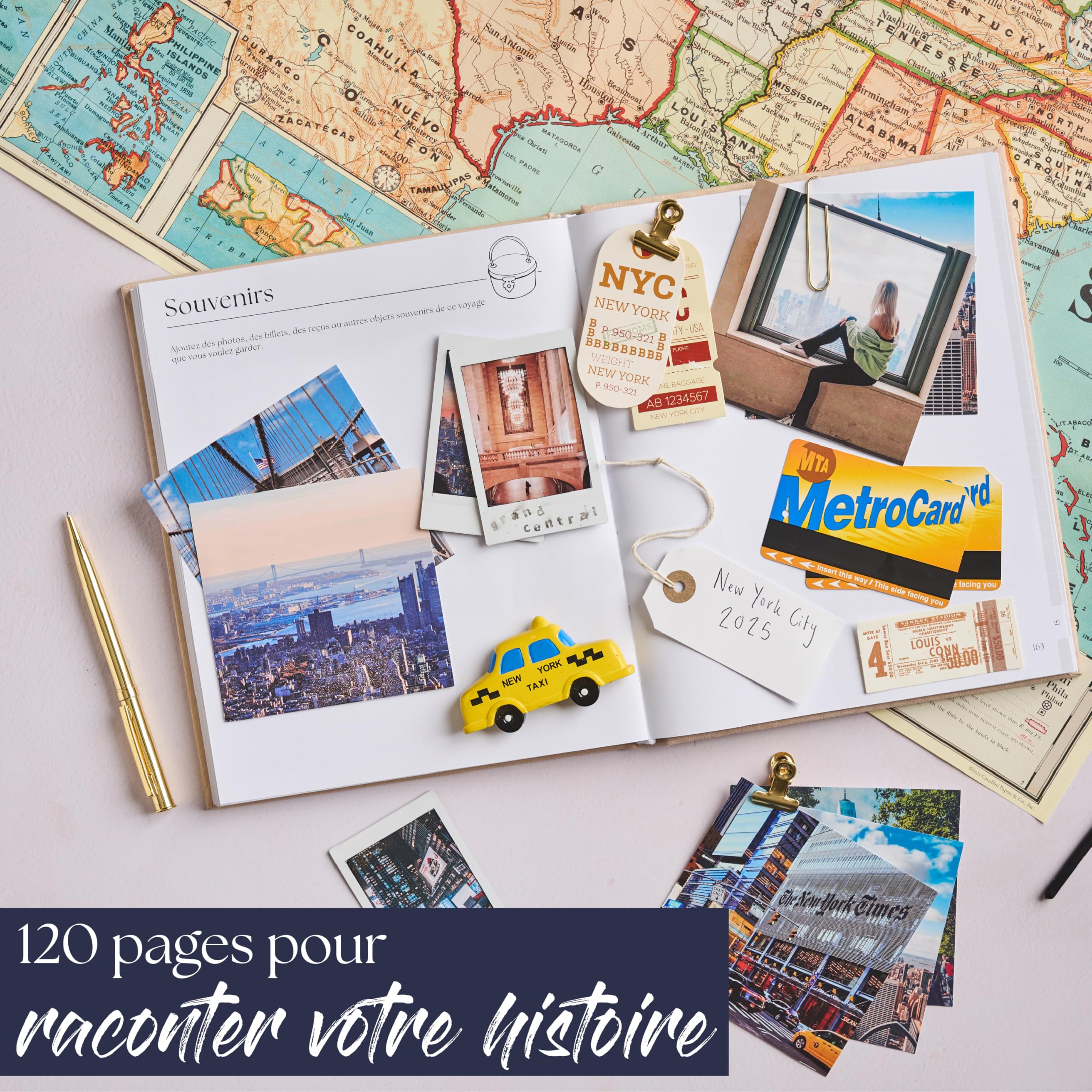 Carnet de Voyage à Remplir Journal de Voyage Cahier de Voyage Livre de Souvenirs Adulte Bucket List 16 Voyages Bleu marine