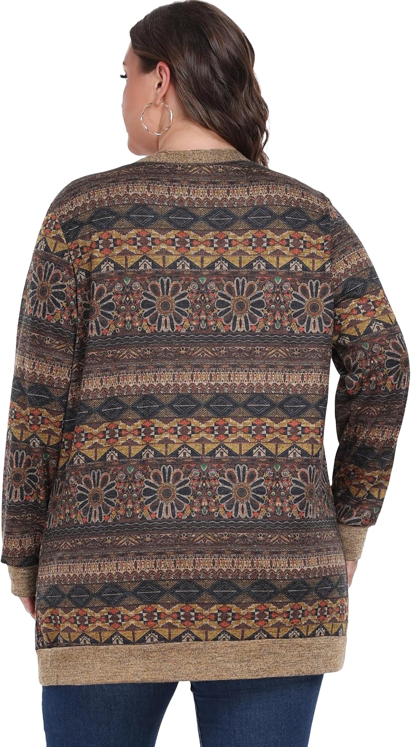 OLRIK Women Plus Size Cardigan Open Front Button Down Sweater Lightweight Jacket with Pockets Fall Winter Outfits - Image 3
