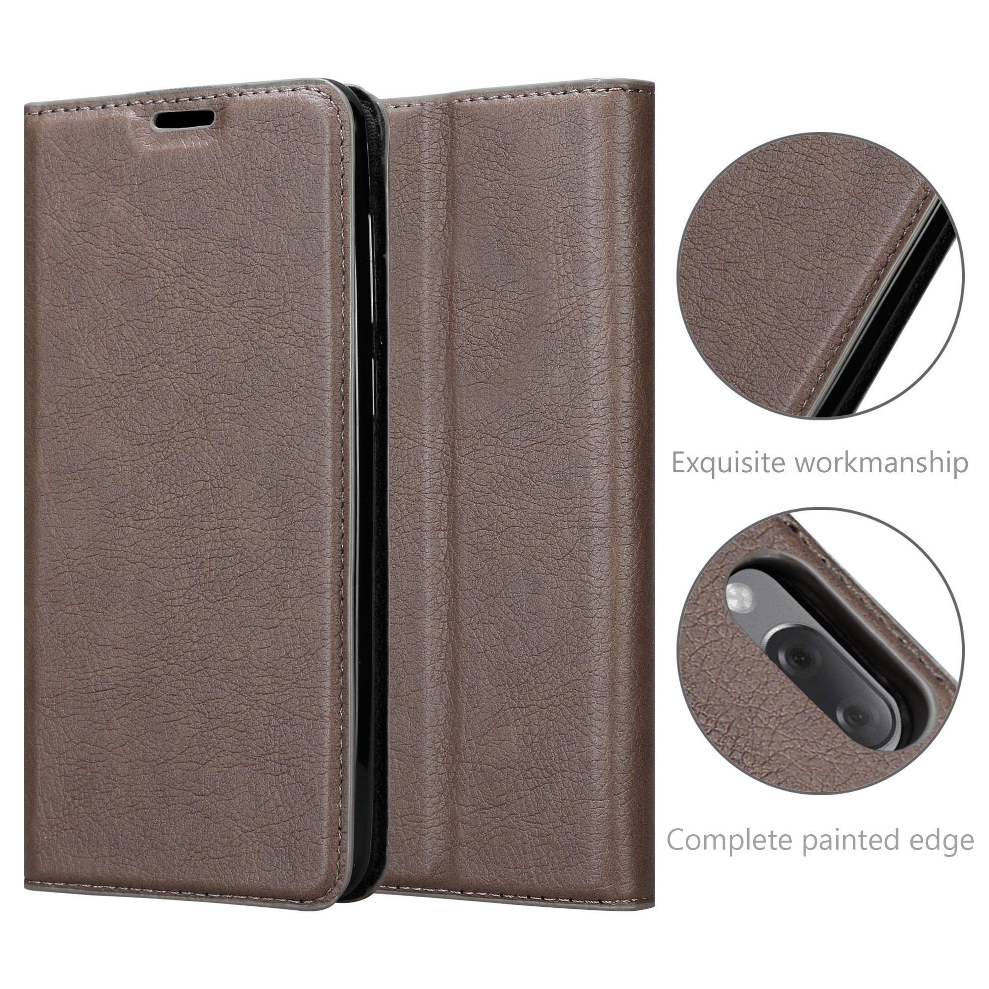 Coque Portefeuille En Simili-Cuir Pour Sony Xperia E3 - Fermoir Magnétique, Stand, Porte-Cartes - Protection Complète - Couleur Marron Café - 8