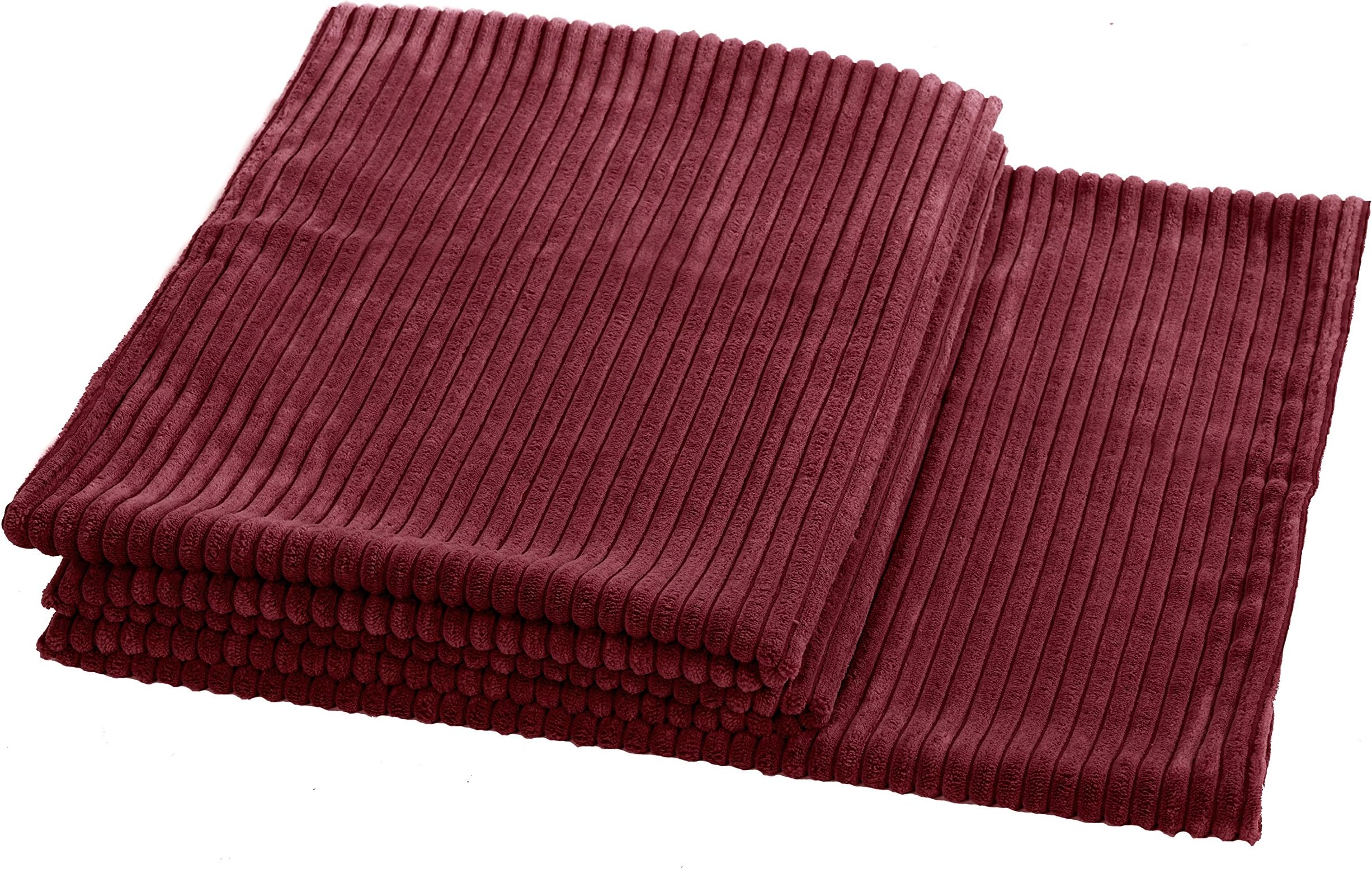 Hamilton McBride Jumbo Cord Claret Red Throwover/Blanket (Single Sided) 51inx71in (130cmx180cm) Approximately